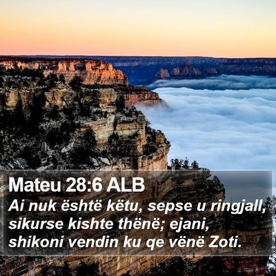 Mateu 28:6 ALB Bible Verse Image
