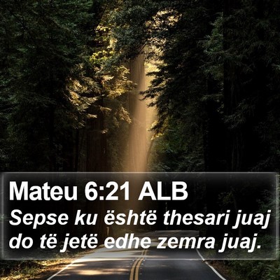 Mateu 6:21 ALB Bible Verse Image