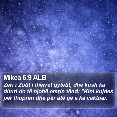 Mikea 6:9 ALB Bible Verse Image