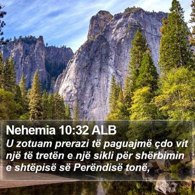 Nehemia 10:32 ALB Bible Verse Image