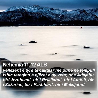 Nehemia 11:12 ALB Bible Verse Image