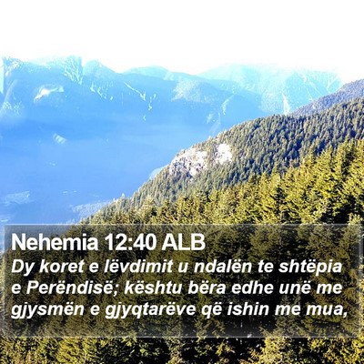 Nehemia 12:40 ALB Bible Verse Image