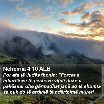 Nehemia 4:10 ALB Bible Verse Image