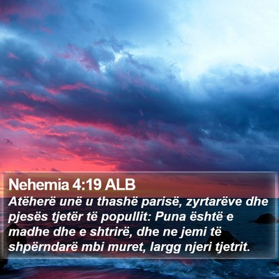 Nehemia 4:19 ALB Bible Verse Image