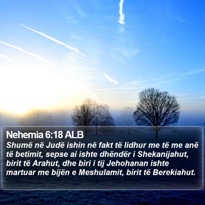 Nehemia 6:18 ALB Bible Verse Image
