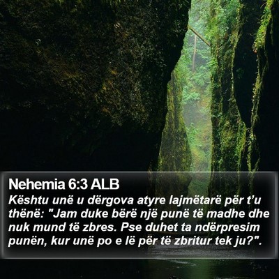 Nehemia 6:3 ALB Bible Verse Image