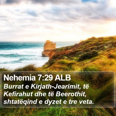Nehemia 7:29 ALB Bible Verse Image
