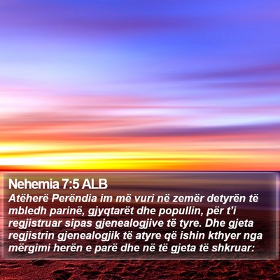 Nehemia 7:5 ALB Bible Verse Image