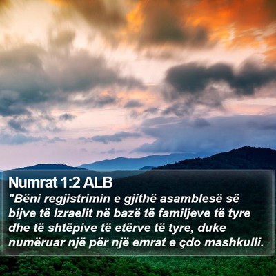 Numrat 1:2 ALB Bible Verse Image