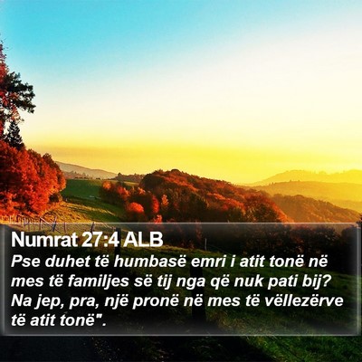 Numrat 27:4 ALB Bible Verse Image