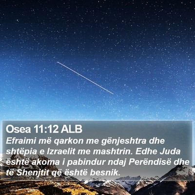 Osea 11:12 ALB Bible Verse Image