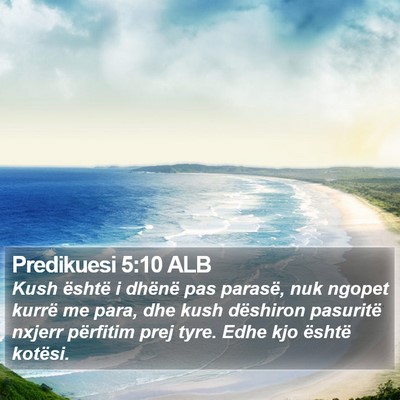 Predikuesi 5:10 ALB Bible Verse Image