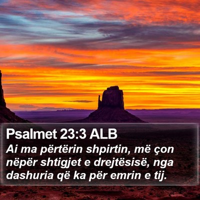 Psalmet 23:3 ALB Bible Verse Image