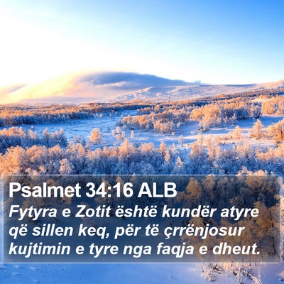 Psalmet 34:16 ALB Bible Verse Image