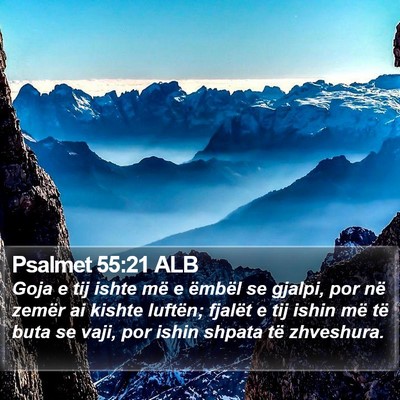 Psalmet 55:21 ALB Bible Verse Image