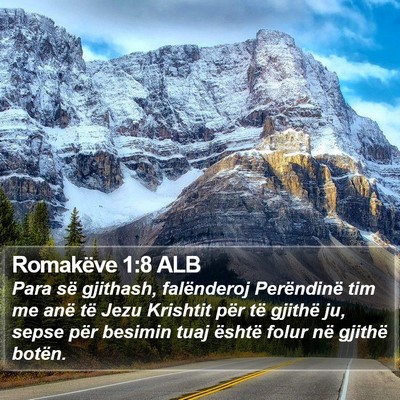 Romakëve 1:8 ALB Bible Verse Image