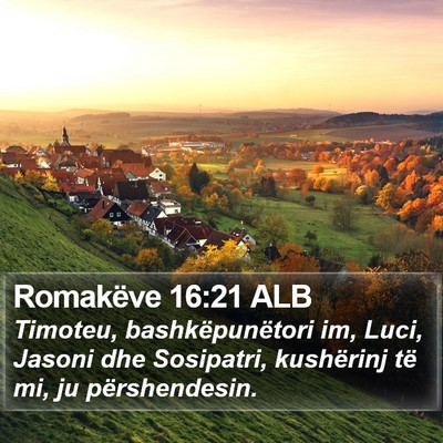 Romakëve 16:21 ALB Bible Verse Image