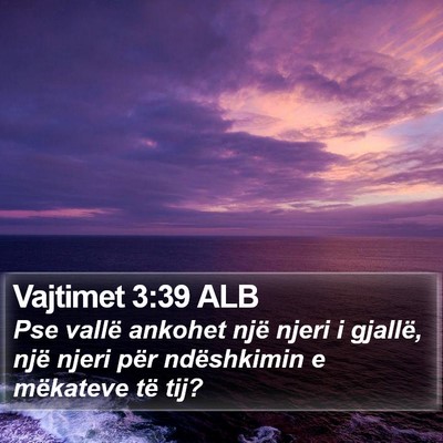 Vajtimet 3:39 ALB Bible Verse Image
