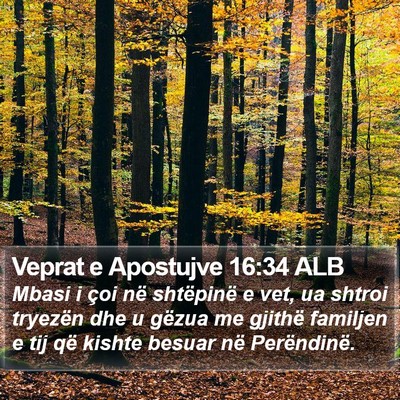 Veprat e Apostujve 16:34 ALB Bible Verse Image