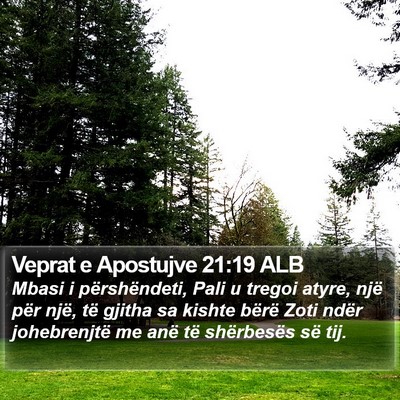 Veprat e Apostujve 21:19 ALB Bible Verse Image