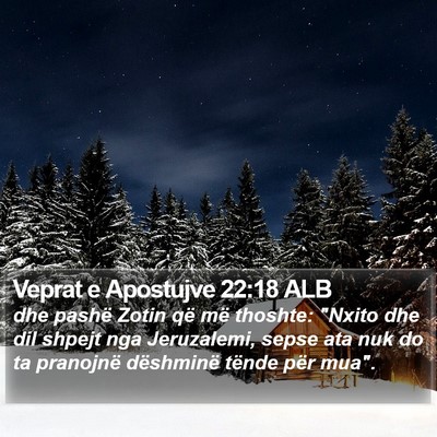 Veprat e Apostujve 22:18 ALB Bible Verse Image