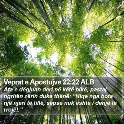 Veprat e Apostujve 22:22 ALB Bible Verse Image