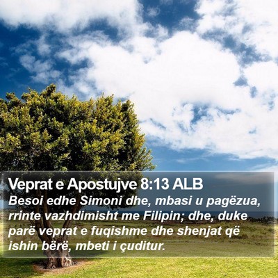 Veprat e Apostujve 8:13 ALB Bible Verse Image