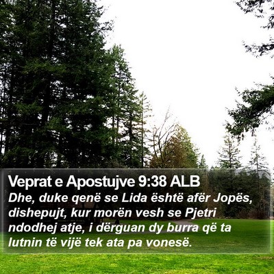 Veprat e Apostujve 9:38 ALB Bible Verse Image
