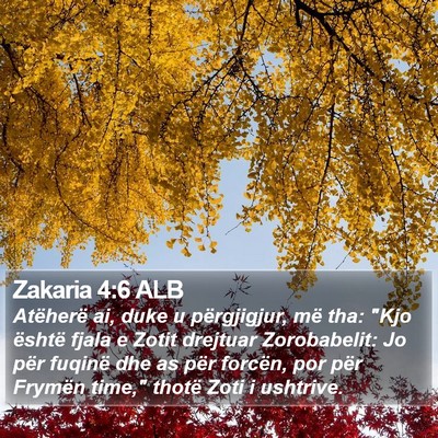 Zakaria 4:6 ALB Bible Verse Image