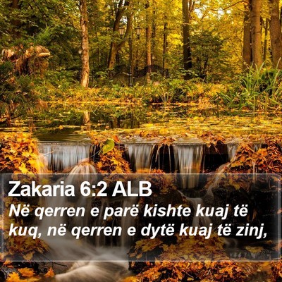 Zakaria 6:2 ALB Bible Verse Image