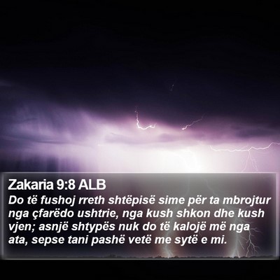 Zakaria 9:8 ALB Bible Verse Image