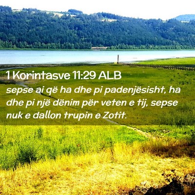 Picture 02 - 1 Korintasve 11:29 ALB - sepse ai që ha dhe pi padenjësisht, ha dhe pi - Bible Verse Picture