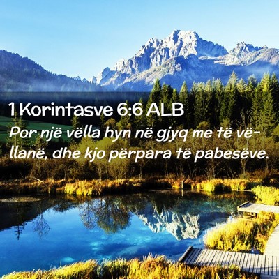 Picture 02 - 1 Korintasve 6:6 ALB - Por një vëlla hyn në gjyq me të vë-llanë, - Bible Verse Picture