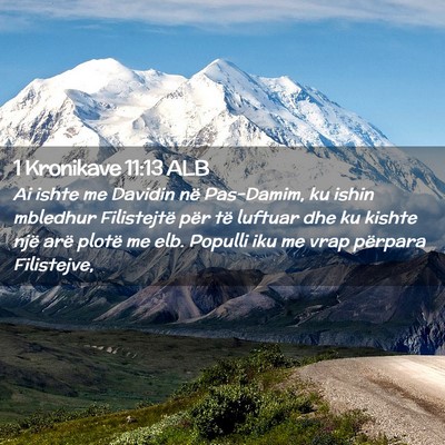 Picture 02 - 1 Kronikave 11:13 ALB - Ai ishte me Davidin në Pas-Damim, ku ishin - Bible Verse Picture