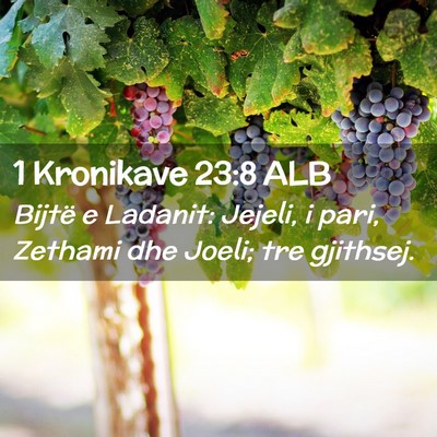 Picture 02 - 1 Kronikave 23:8 ALB - Bijtë e Ladanit: Jejeli, i pari, Zethami dhe - Bible Verse Picture