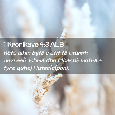 Picture 02 - 1 Kronikave 4:3 ALB - Këta ishin bijtë e atit të Etamit: Jezreeli, - Bible Verse Picture