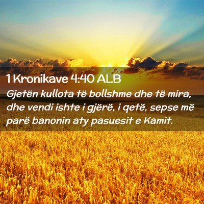 Picture 02 - 1 Kronikave 4:40 ALB - Gjetën kullota të bollshme dhe të mira, dhe - Bible Verse Picture
