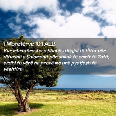 Picture 02 - 1 Mbretërve 10:1 ALB - Kur mbretëresha e Shebës dëgjoi të flitet - Bible Verse Picture