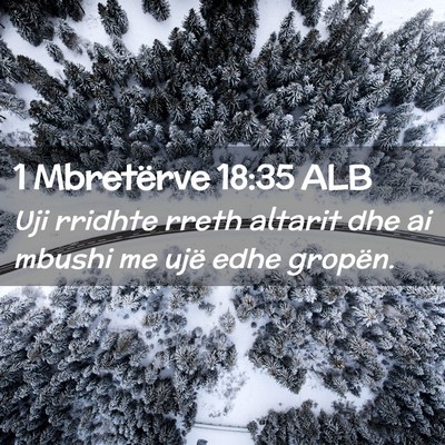 Picture 02 - 1 Mbretërve 18:35 ALB - Uji rridhte rreth altarit dhe ai mbushi me ujë - Bible Verse Picture