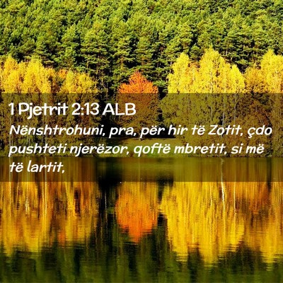 Picture 02 - 1 Pjetrit 2:13 ALB - Nënshtrohuni, pra, për hir të Zotit, çdo - Bible Verse Picture