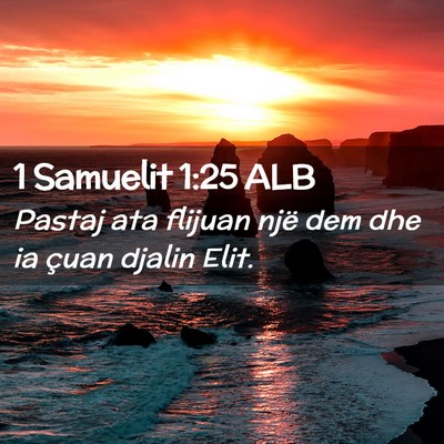 Picture 02 - 1 Samuelit 1:25 ALB - Pastaj ata flijuan një dem dhe ia çuan djalin - Bible Verse Picture