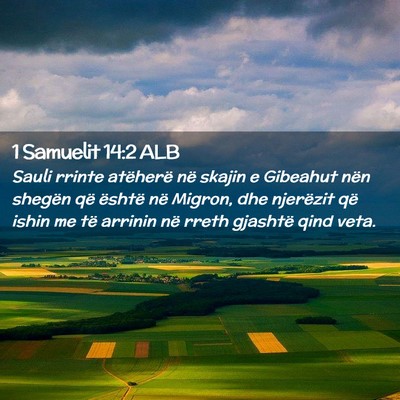 Picture 02 - 1 Samuelit 14:2 ALB - Sauli rrinte atëherë në skajin e Gibeahut nën - Bible Verse Picture