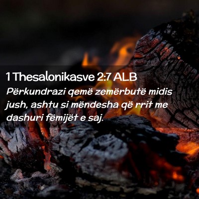Picture 02 - 1 Thesalonikasve 2:7 ALB - Përkundrazi qemë zemërbutë midis jush, ashtu - Bible Verse Picture