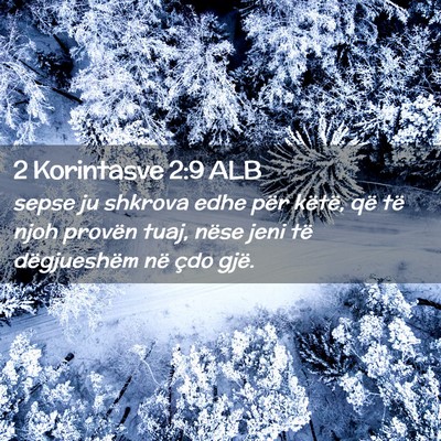 Picture 02 - 2 Korintasve 2:9 ALB - sepse ju shkrova edhe për këtë, që të njoh - Bible Verse Picture