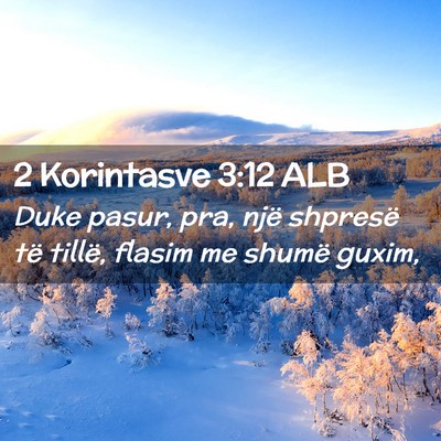 Picture 02 - 2 Korintasve 3:12 ALB - Duke pasur, pra, një shpresë të tillë, flasim - Bible Verse Picture