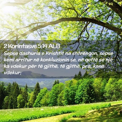 Picture 02 - 2 Korintasve 5:14 ALB - Sepse dashuria e Krishtit na shtrëngon, sepse - Bible Verse Picture