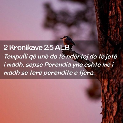 Picture 02 - 2 Kronikave 2:5 ALB - Tempulli që unë do të ndërtoj do të jetë i - Bible Verse Picture