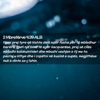 Picture 02 - 2 Mbretërve 4:39 ALB - Njeri prej tyre që kishte dalë ndër fusha për - Bible Verse Picture