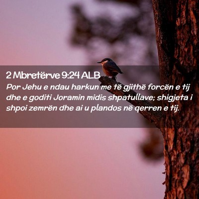 Picture 02 - 2 Mbretërve 9:24 ALB - Por Jehu e ndau harkun me të gjithë forcën e - Bible Verse Picture
