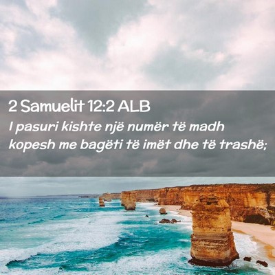 Picture 02 - 2 Samuelit 12:2 ALB - I pasuri kishte një numër të madh kopesh me - Bible Verse Picture
